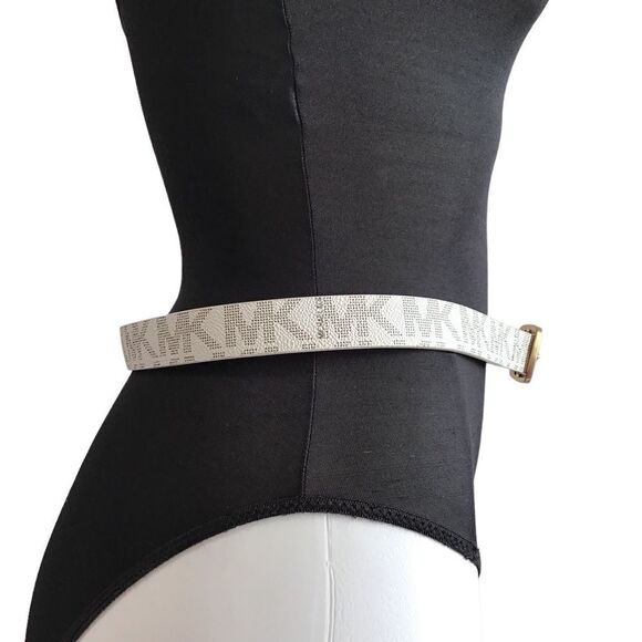 MICHAEL Michael Kors White Synthetic Leather Logo Belt - Picture 4 of 7